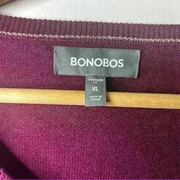 Bonobos Purple Extra Fine 100% Merino Wool V Neck Standard Fit Sweater XL - Picture 5 of 5